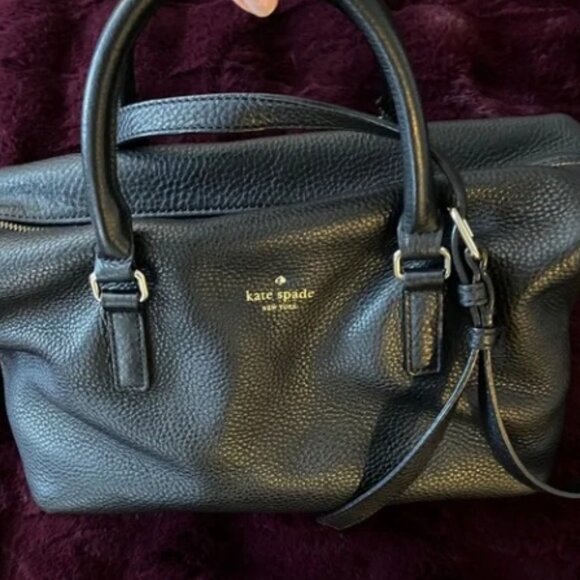 Kate Spade ♠️ Henry Lane Emmy Bag Satchel Shoulder Duffle Pebbled Black Leather - Picture 2 of 16